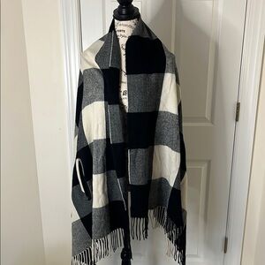 J. Crew Black and White Plaid Shawl, trendy shawl